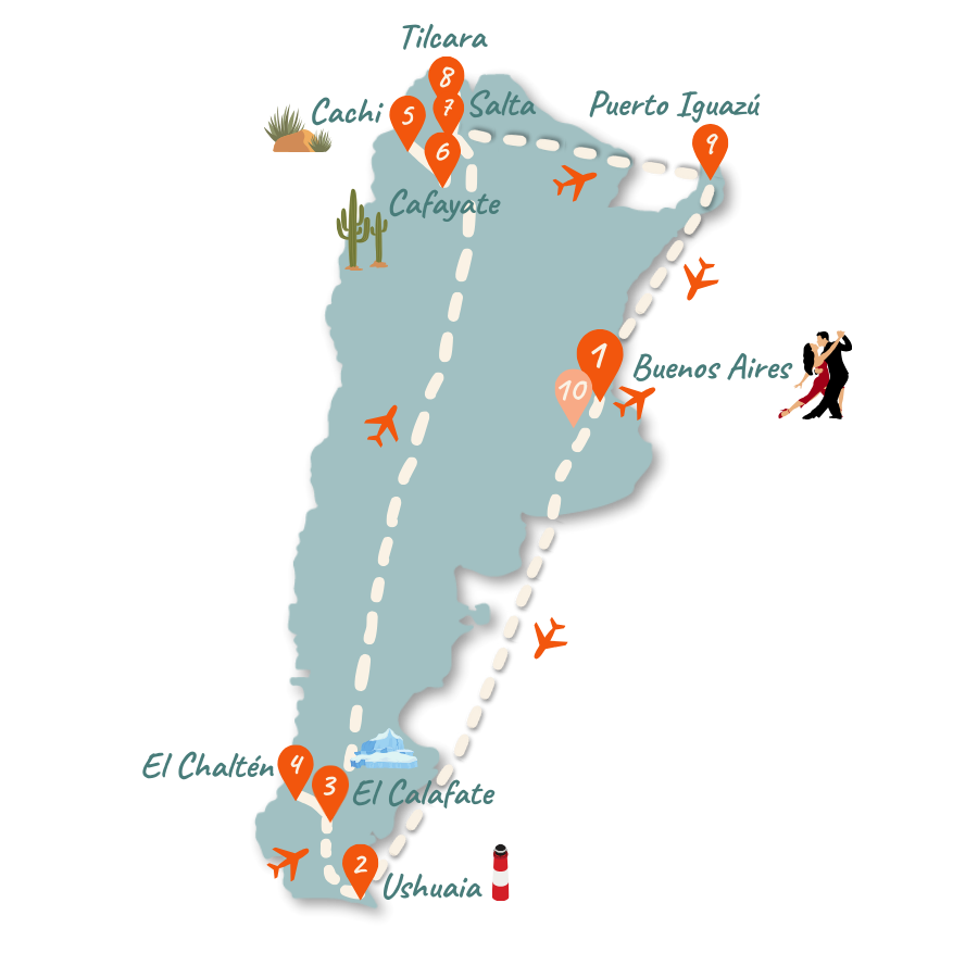 Argentinien Route 3 Wochen Karte new 01 Argentinien Route 3 Wochen Karte new 01