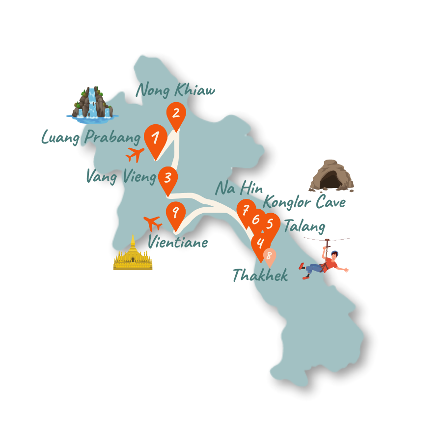 Laos Route 2 Wochen Karte 01