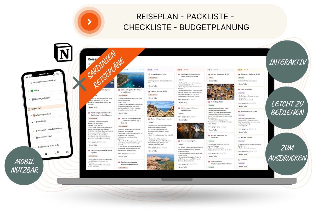 Sardinien Reiseplan Mockup 1 NEU Sardinien Reiseplan Mockup 1 NEU