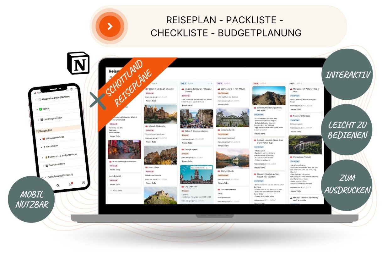 Schottland Reiseplaner Mockup 1 NEU Schottland Reiseplaner Mockup 1 NEU