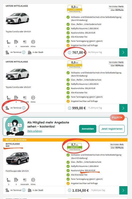 Mietwagen Kanada billiger Mietwagen Screenshot