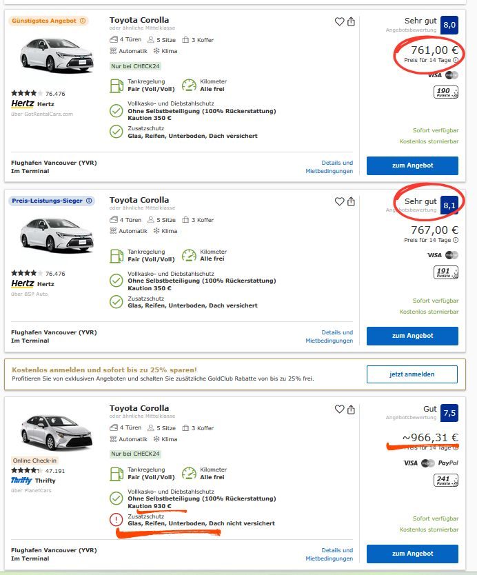 Check24 Vergleich Kanada Mietwagen