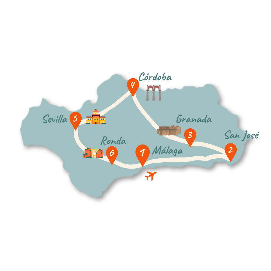 Andalusien Route 10 Tage Karte 01