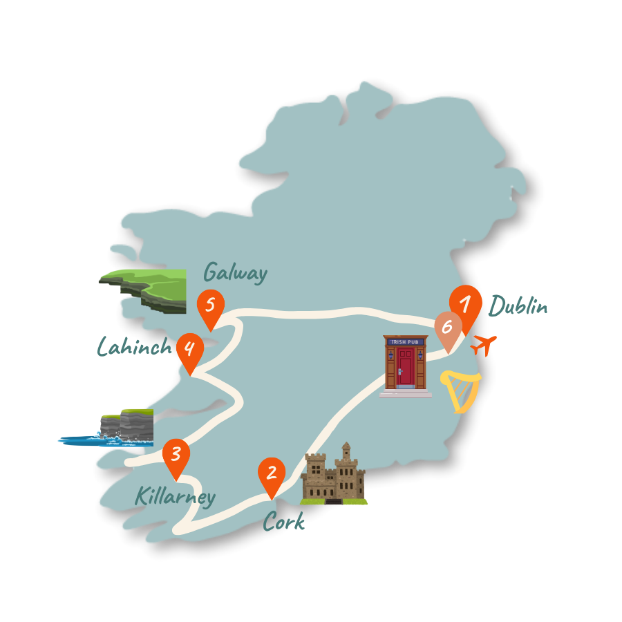 Irland Route 1 Woche Karte 01