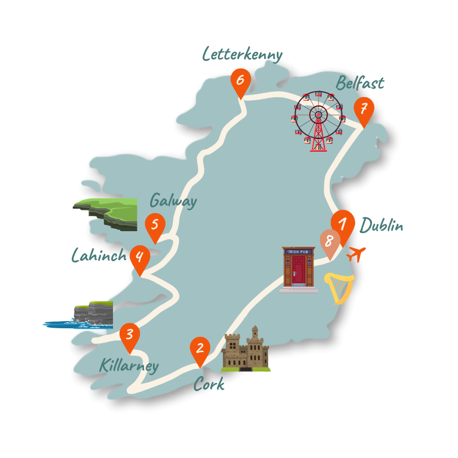 Irland Route 2 Wochen Karte 01