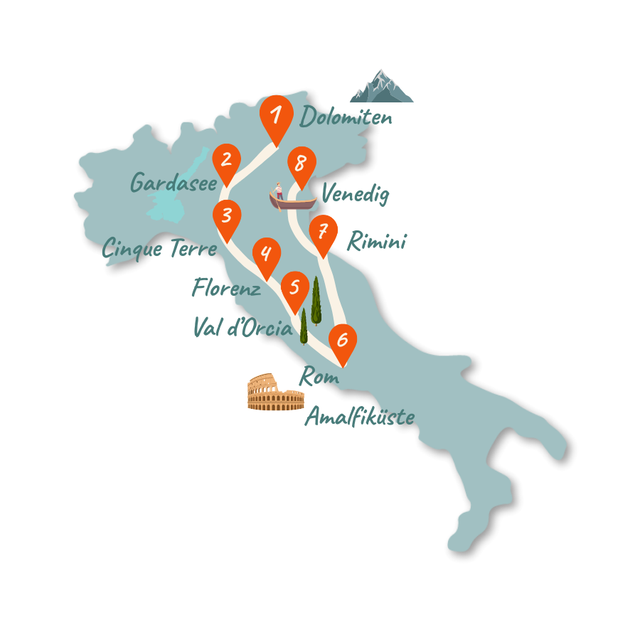 Italien Route 2 Wochen Karte 01