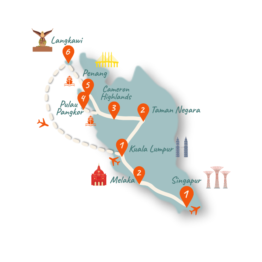 Malaysia Route 2 Wochen Karte 01