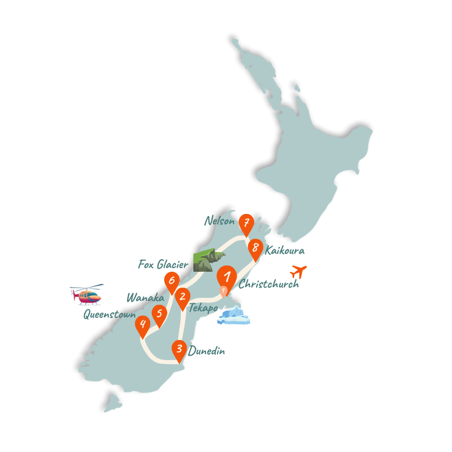 Neuseeland Route 2 Wochen Karte 01