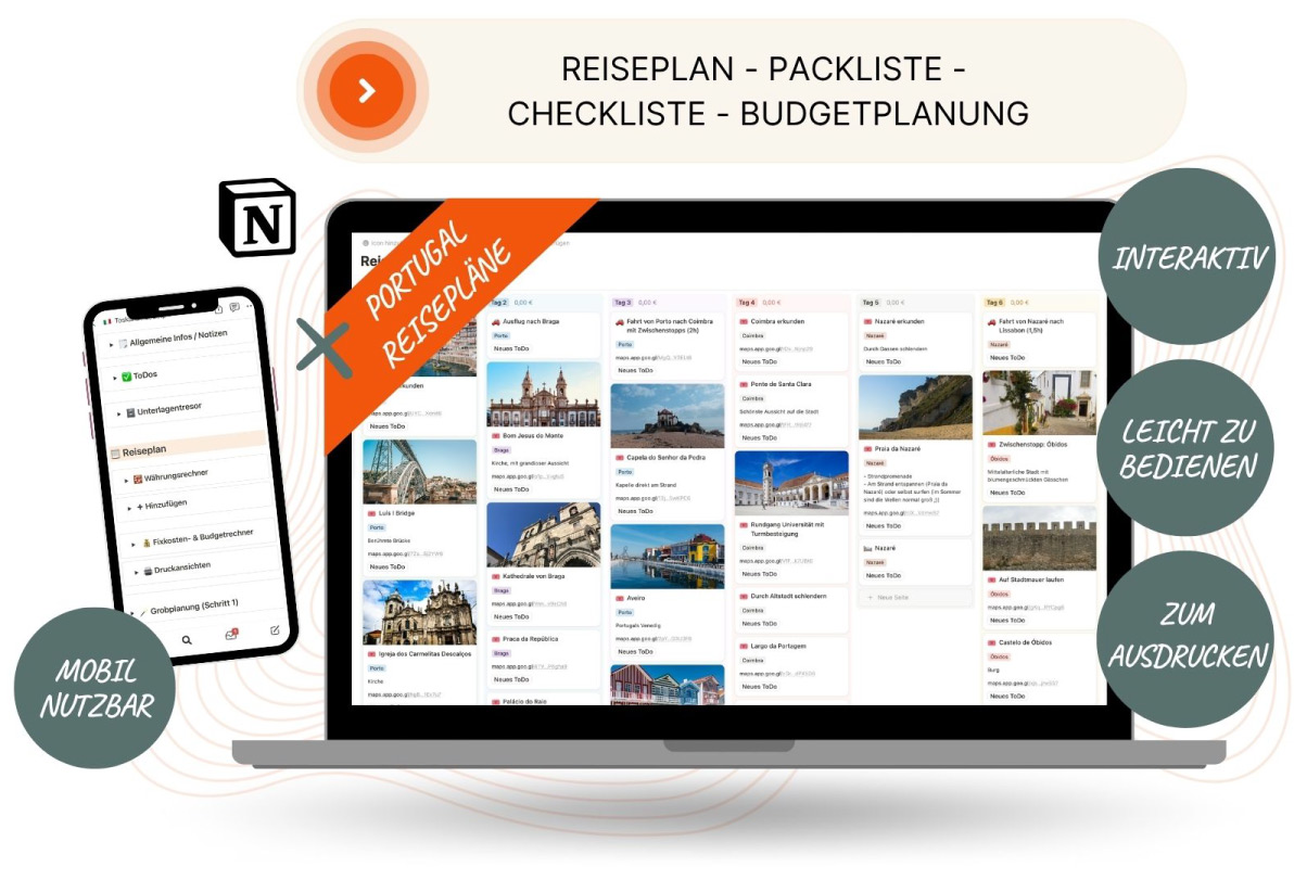 Portugal Reiseplaner Mockup 1 Portugal Reiseplaner Mockup 1