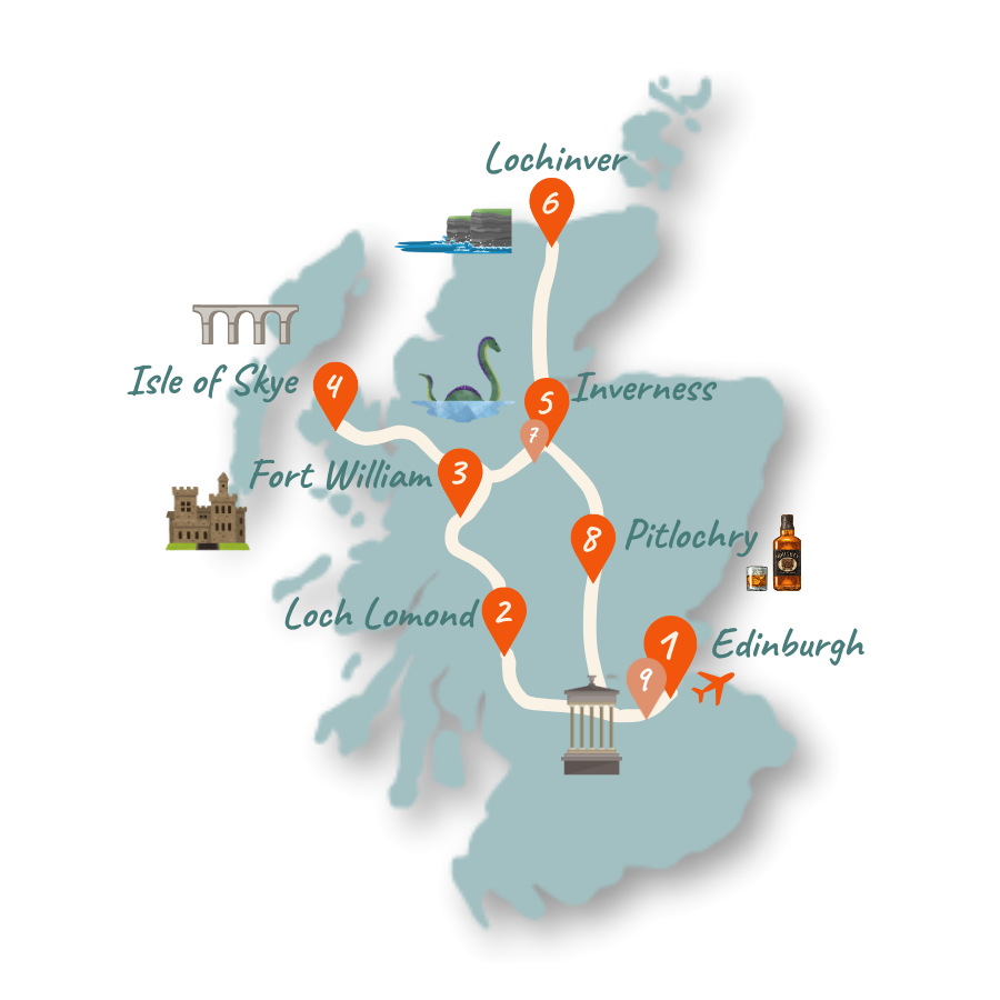 Schottland Route 10 Tage Karte 01 1