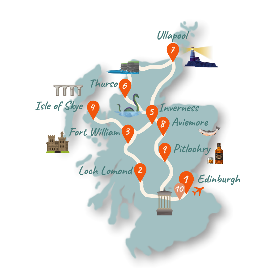 Schottland Route 2 Wochen Karte 01