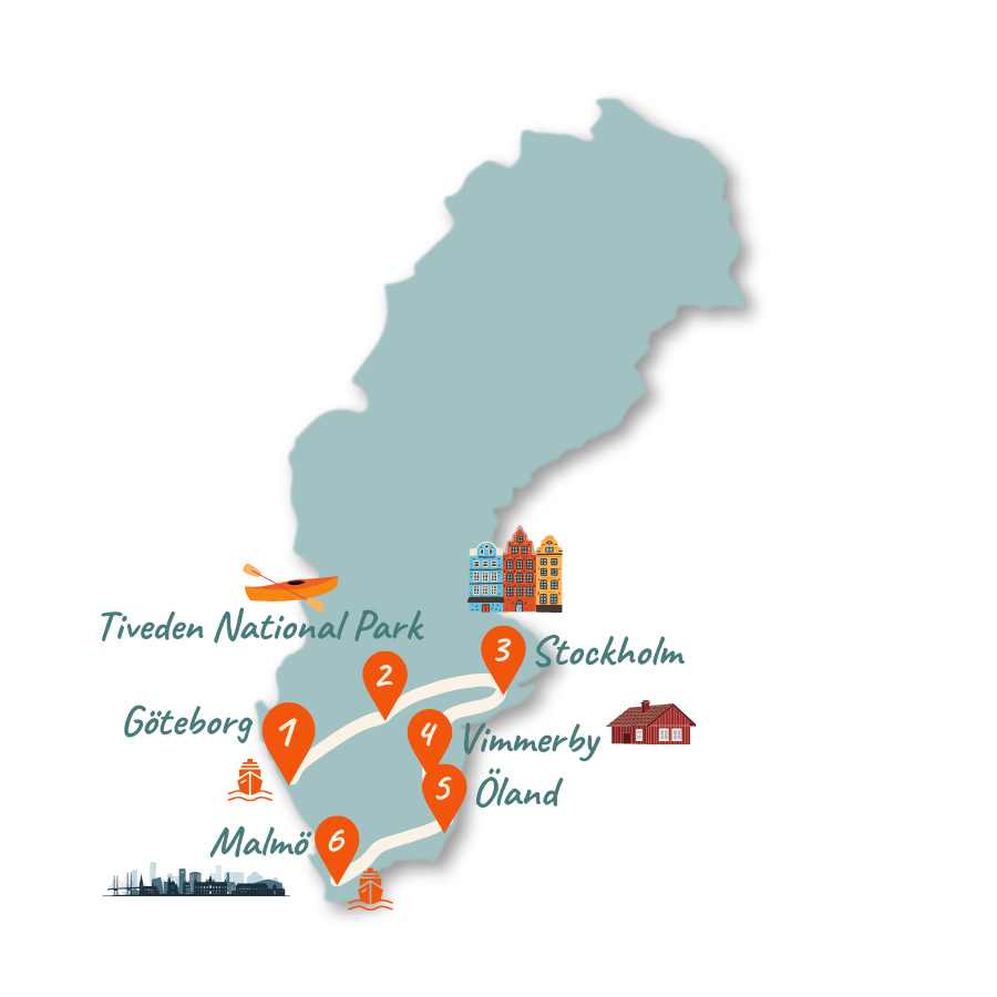 Schweden Route 2 Wochen Karte 01