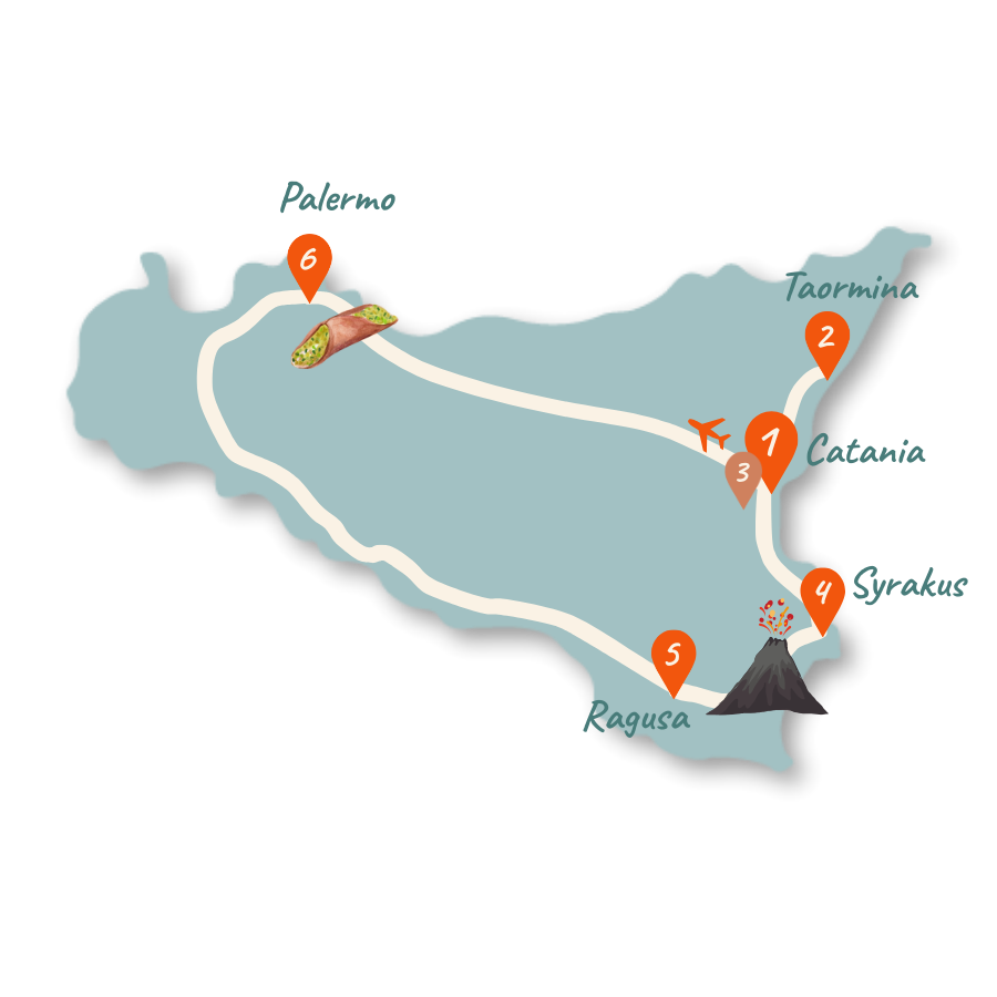 Sizilien Route 10 Tage Karte 01
