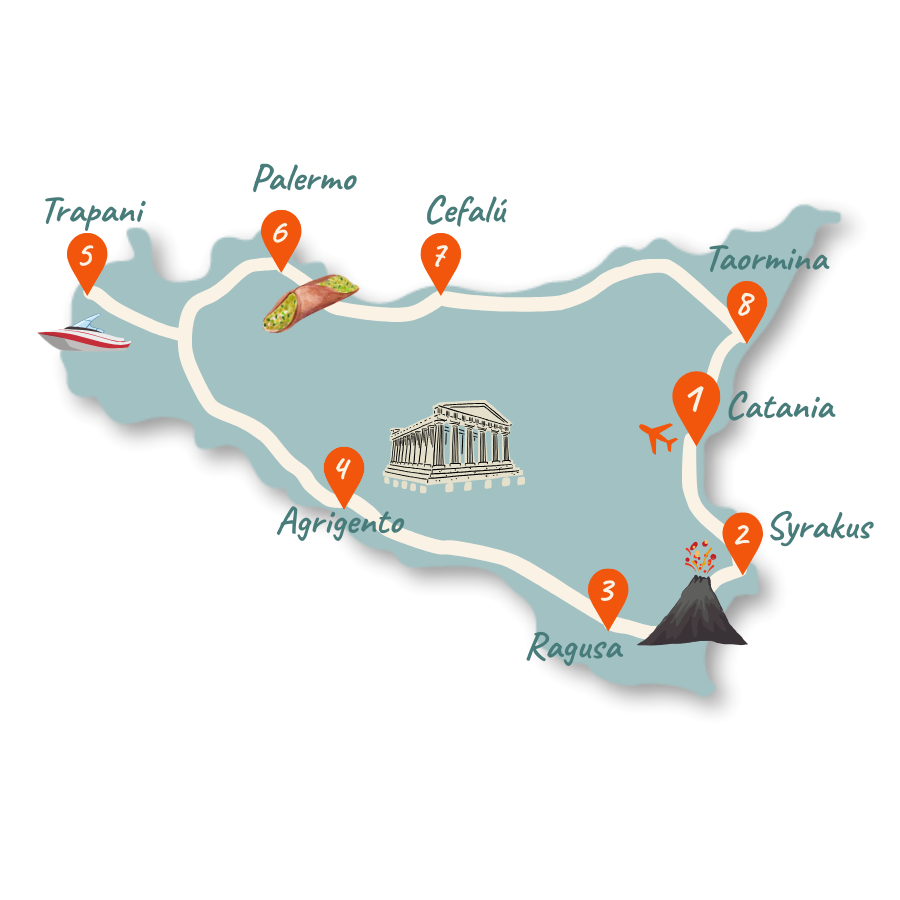 Sizilien Route 14 Tage Karte 01
