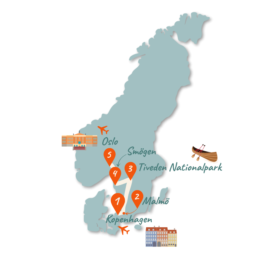 Skandinavien Route 10 Tage Karte 01