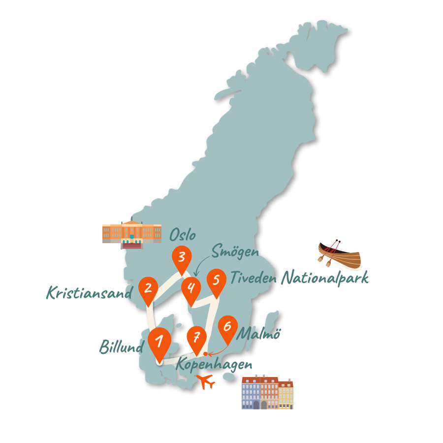 Skandinavien Route 2 Wochen Karte 01