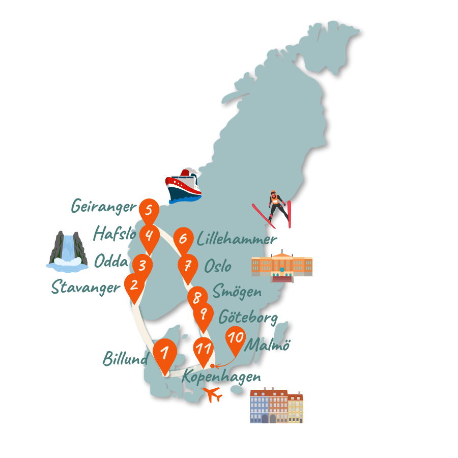 Skandinavien Route 3 Wochen Karte 01