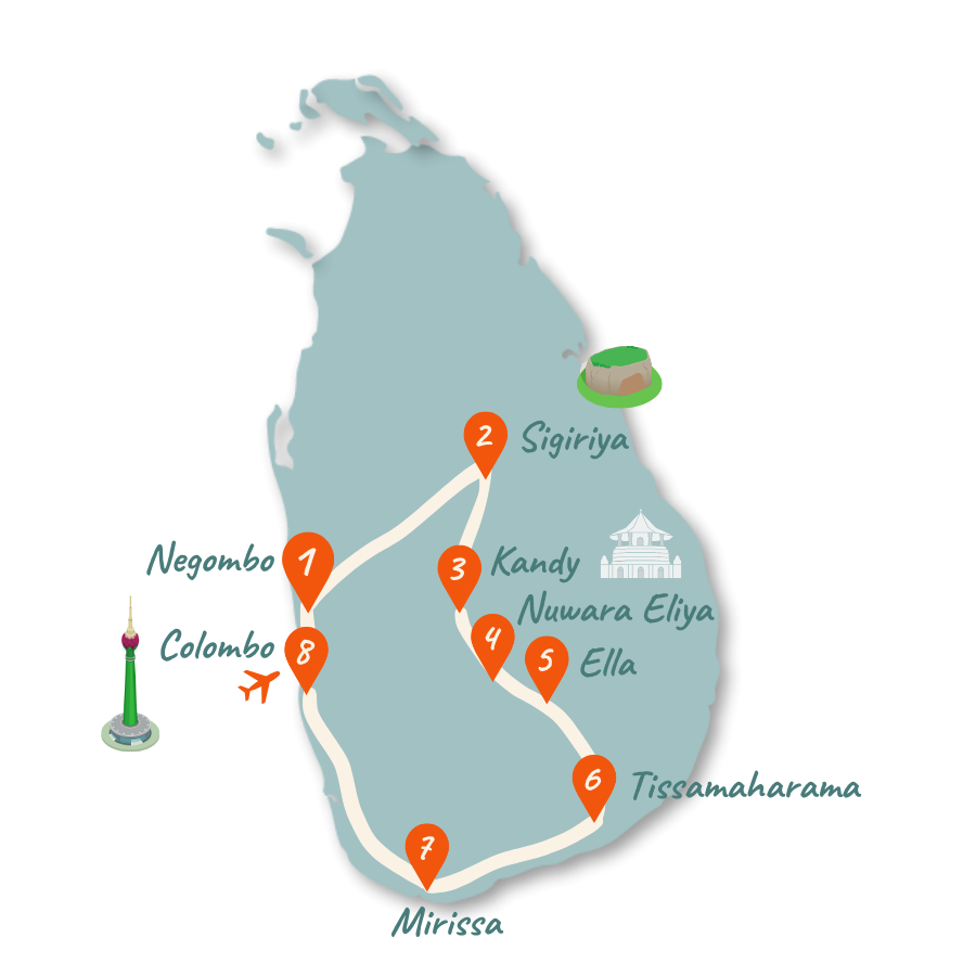 Sri Lanka Route 2 Wochen Karte 01 1