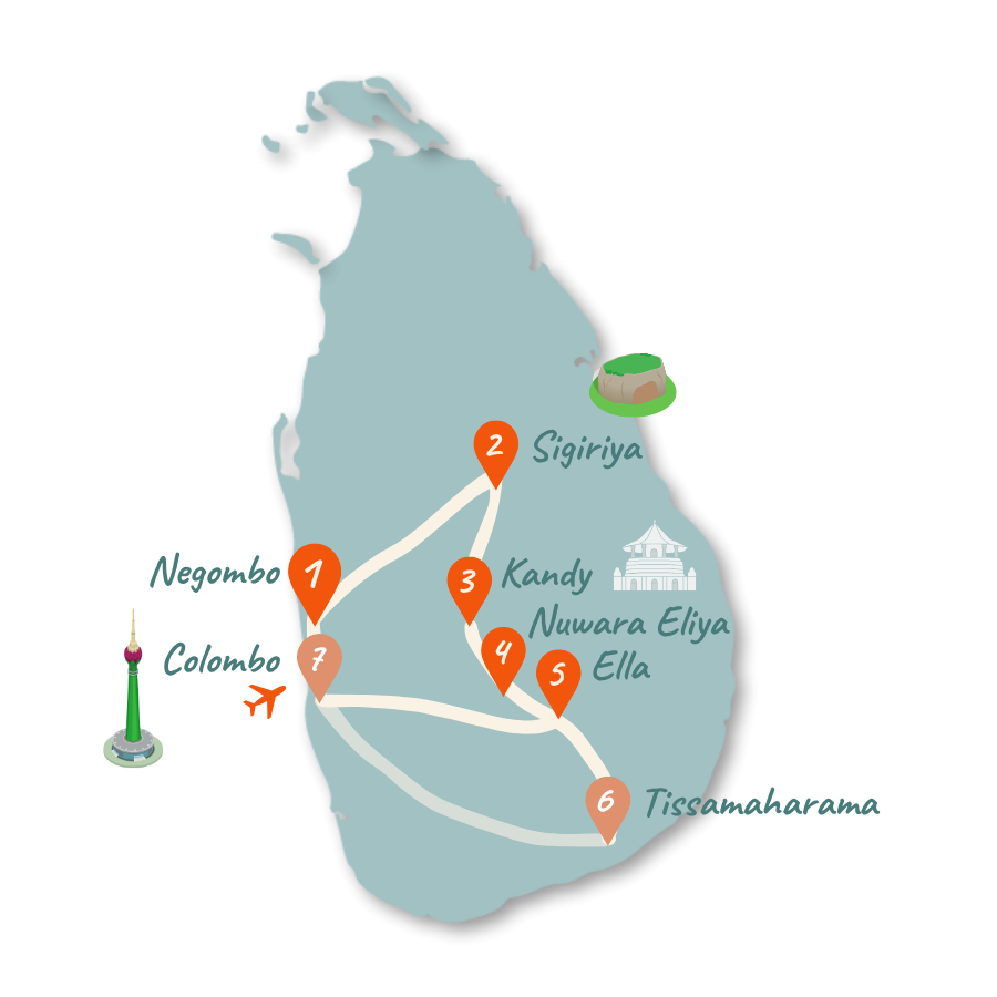 Sri Lanka Route 7 10 Tage Karte 01