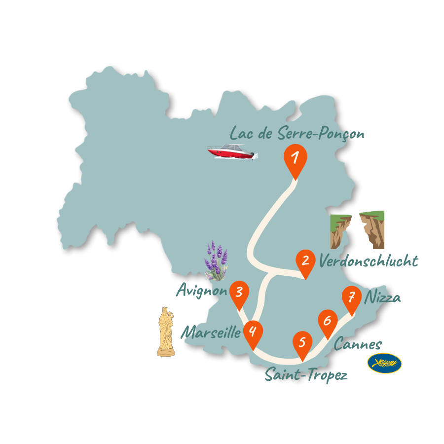 Suedfrankreich Route 14 Tage Karte 01