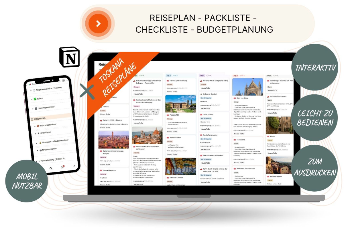 Toskana Reiseplaner Mockup 1 Toskana Reiseplaner Mockup 1