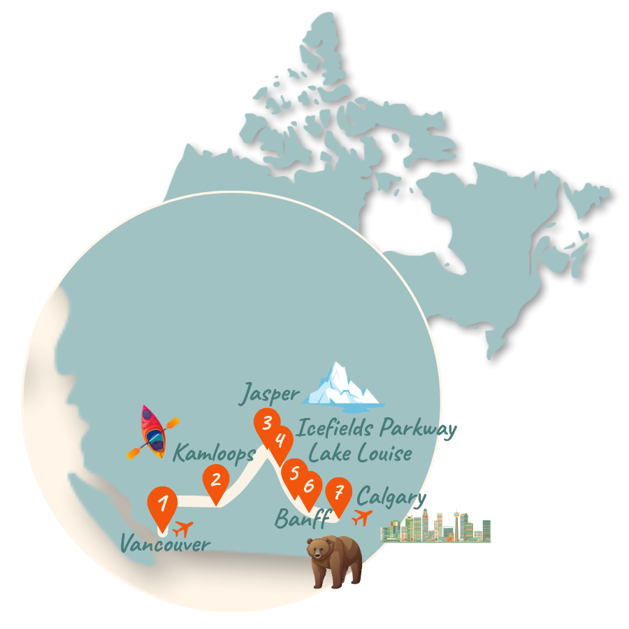 Westkanada Route 10 Tage Karte neu 01
