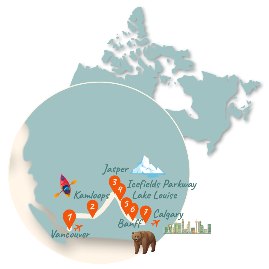 Westkanada Route 2 Wochen Karte neu 01