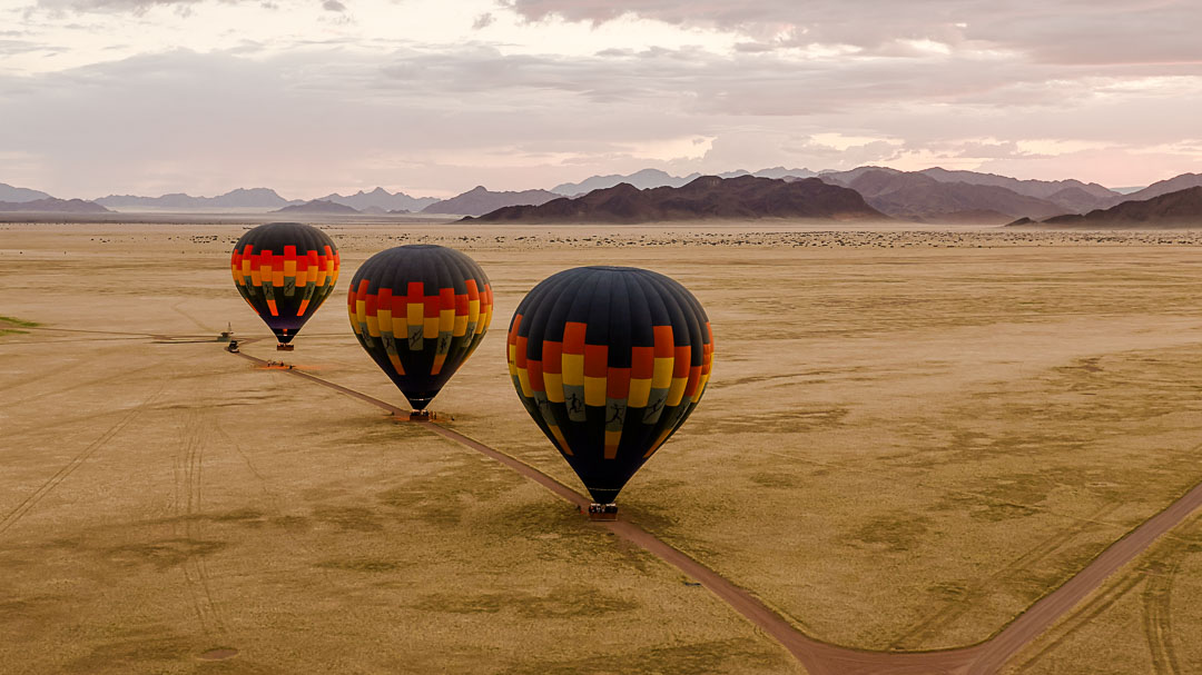 Ballons In Namibia Kurz Vor Dem Abheben