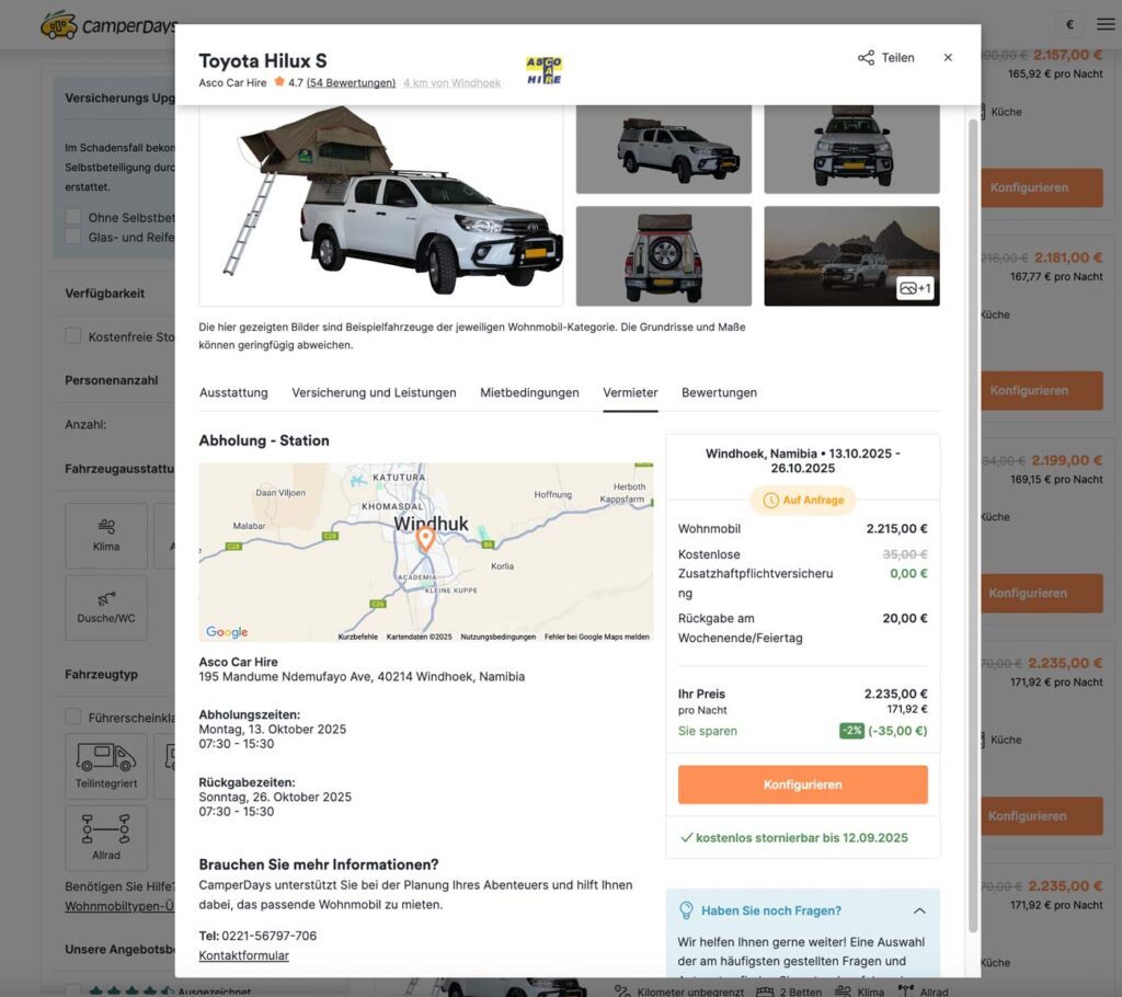 camperdays standort des vermieters pruefen