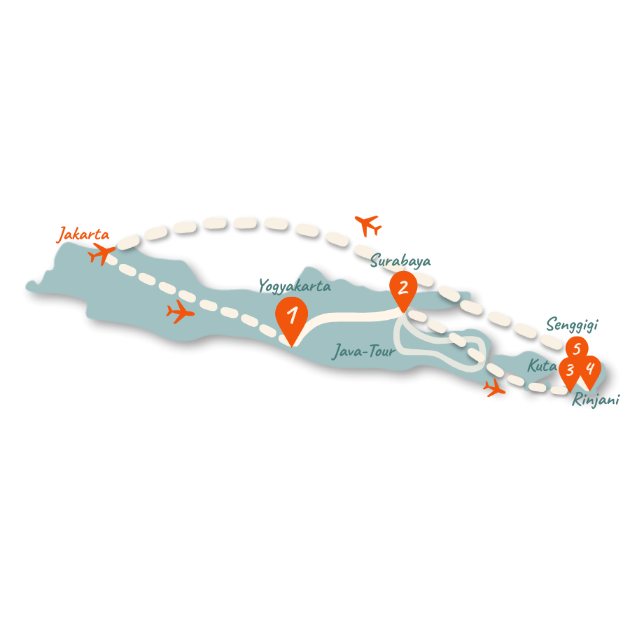 indonesien rundreise route 2 wochen karte neu 01