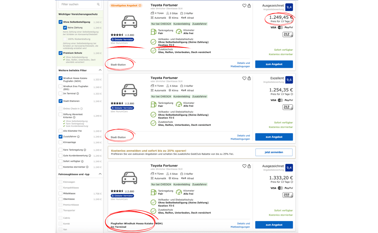 preisvergleich mietwagen namibia bei check24