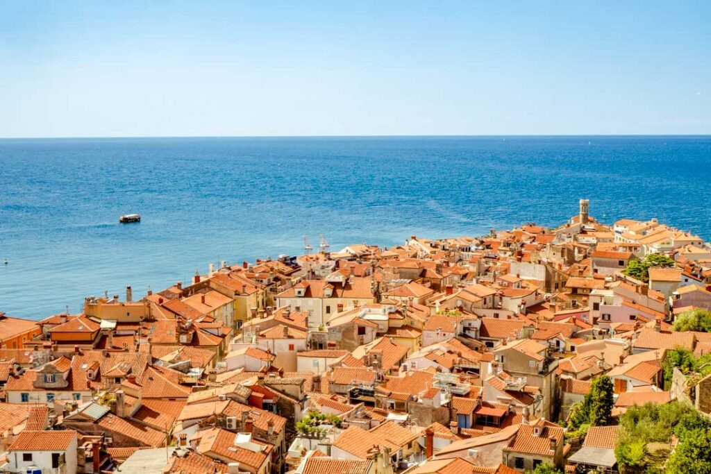 Slowenien Piran Aussicht von Stadtmauer