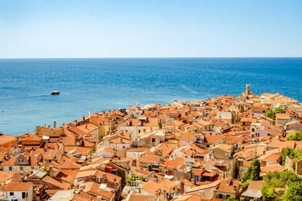 Slowenien Piran Aussicht von Stadtmauer
