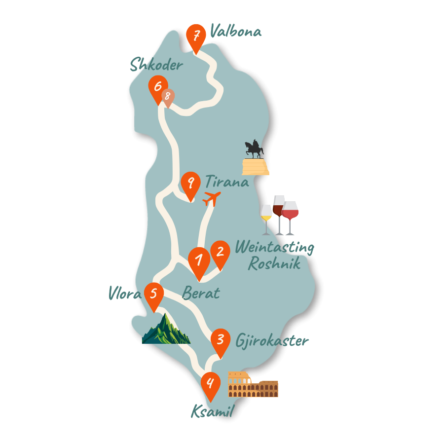 Albananien Route 2 Wochen Karte 01