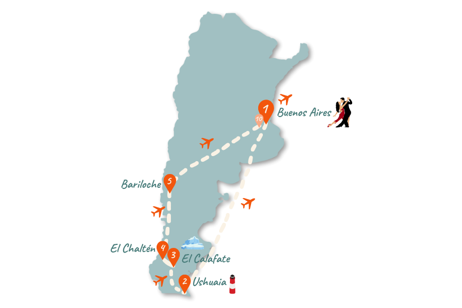 Argentinien Route 2 Wochen Karte 02 Argentinien Route 2 Wochen Karte 02