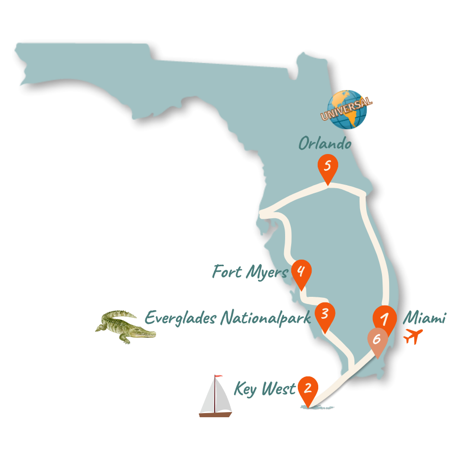 Florida Route 10 Tage Karte 01