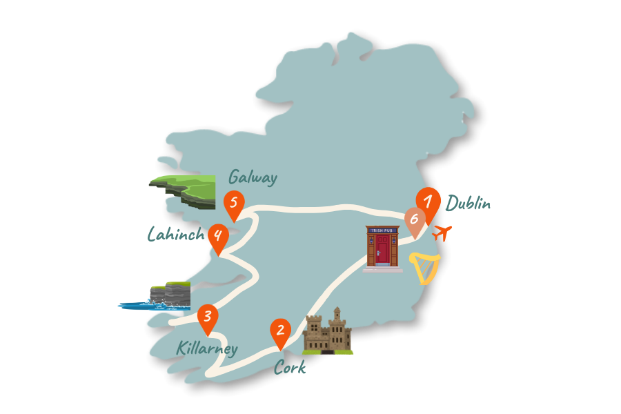 Irland Route 10 Tage Karte 02 Irland Route 10 Tage Karte 02