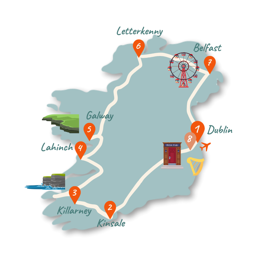 Irland Route 2 Wochen Karte neu n01