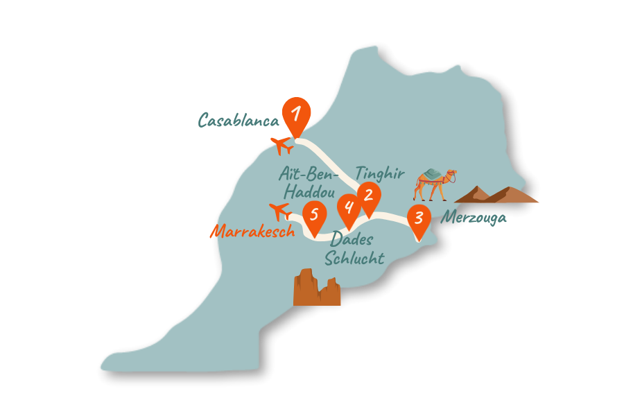 Marokko Route 1 Woche Karte 02