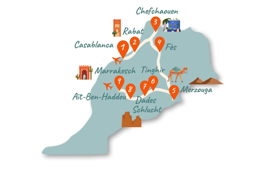 Marokko Route 2 Wochen Karte 02
