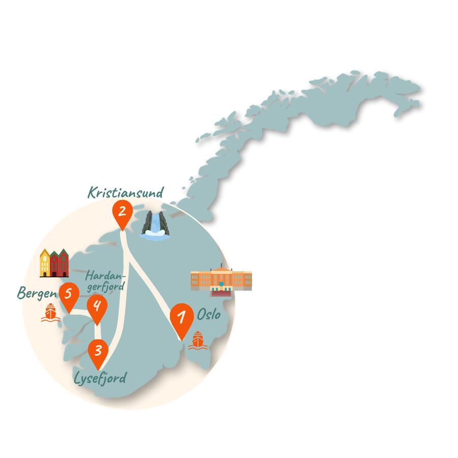 Norwegen Route 10 Tage Karte 01