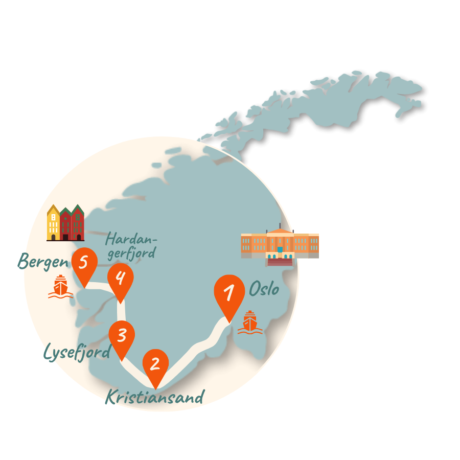 Norwegen Route 10 Tage Karte neu 01
