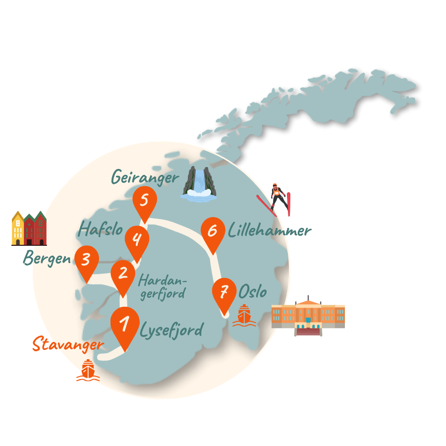 Norwegen Route 2 Wochen Karte neu 01