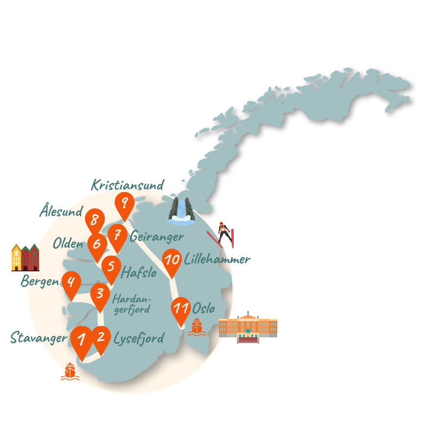 Norwegen Route 3 Wochen Karte 01
