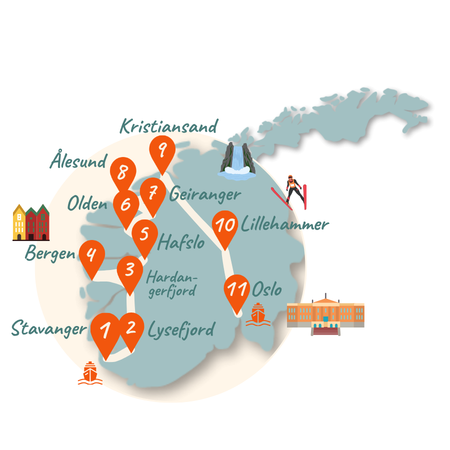 Norwegen Route 3 Wochen Karte neu 01