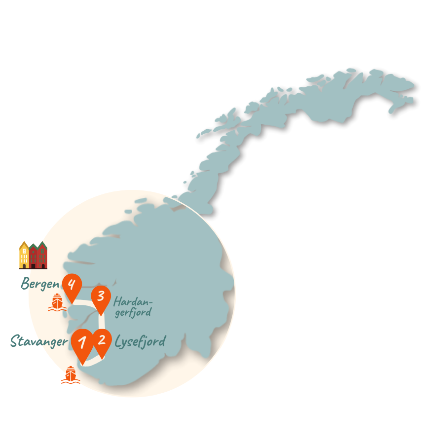 Norwegen Route 7 Tage Karte 01