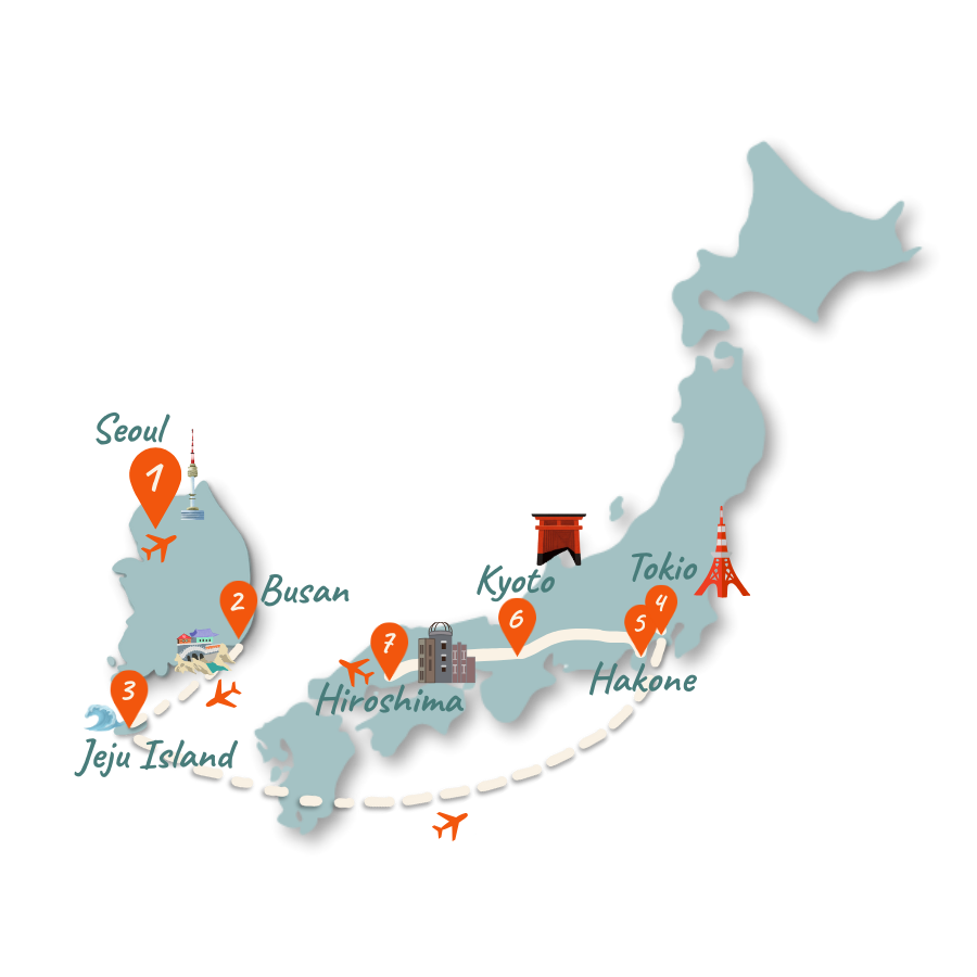 Suedkorea Japan Route 3 Wochen Karte 01