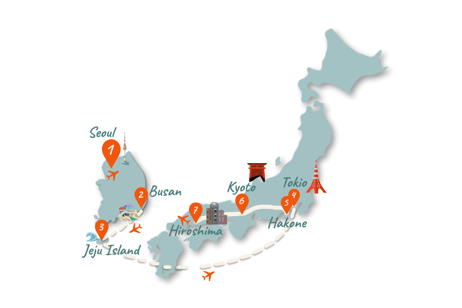 Suedkorea Japan Route 3 Wochen Karte 02 Suedkorea Japan Route 3 Wochen Karte 02