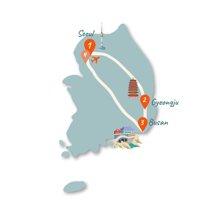 Suedkorea Route 10 Tage Karte 01