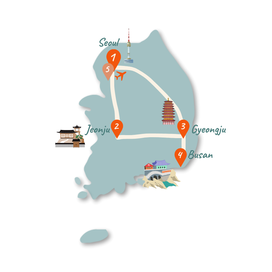 Suedkorea Route 2 Wochen Karte 01